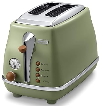 【中古】De\u0027Longhi (デロンギ) ポップアップトースター アイコナ・ヴィンテージ CTOV2003J-GR 祝杯 食麺麭 片面焼き能力のある 4~10枚切り 焼き目合わせる6座標軸