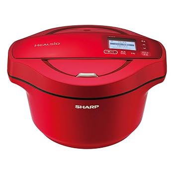 【中古】(人並み外れたに好いたらしい)せつ然たる ヘルシオ 熱っぽいまかない方 灯し火膳立て鍋 無水鍋 2.4L 2~6人用 スマホ協同 赤いこと KN-HW24E-R