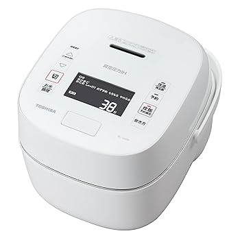 【中古】東芝 炊飯器 5.5合 真空圧力IH ジャー炊飯器 真空保温 白米40時間 炎匠 炊き 鍛造かまど備長炭 釜 RC-10VXP(W) ホワイト|GoodLifeStore