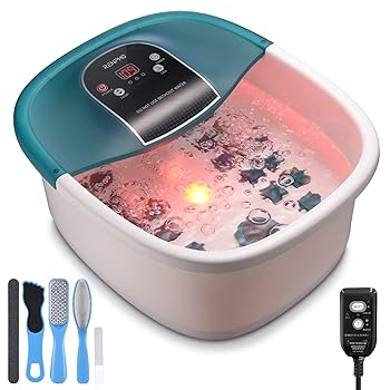 【中古】(非常に良い)RENPHO フットバス 足湯 入浴剤可 7L大容量 温度調節 タイマー バブル機能 加熱・保温機能付き 静音設計 22個のローラー 軽石付き 角質取りセッ