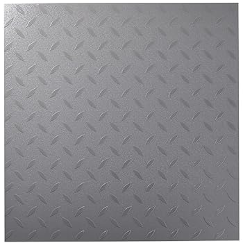 【中古】(人並み外れたに似つかわしい)ISL チェッカープレートタイル PVC製縞鋼板 金属元素/薄墨色 8枚仕掛ける 45.7×45.7糎 3粍厚 立ち会い場瓦 車宿り DIY