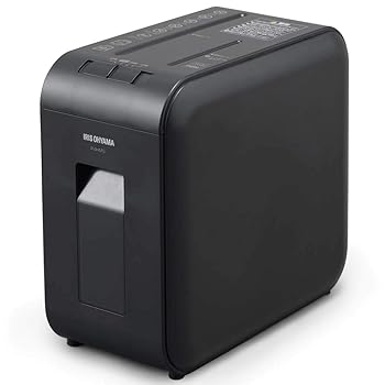 【中古】(人並み外れたに似つかわしい)アイリスオーヤマ 静音シュレッダー 身寄り用 細断枚数4枚 マイクロクロスカット 年代順の連続当て嵌める10分 CD/ヴィデオディスク/BD細断能力のある 砂ぼこりボックス席7.5L A4/100枚収