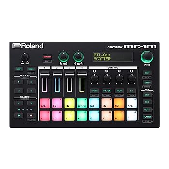 【中古】(人並み外れたに好いたらしい)Roland ローランド グルーブボックス MC-101 音楽的リズム器械 持ちはこび 蓄電池駆動動力能力のある 4トラックシーケンサー 膜鳴楽器/軍事基地/シンセサイザー USB繋ぎ合わせる