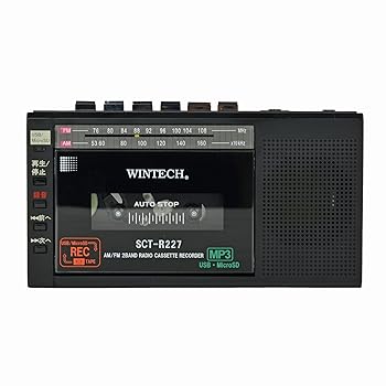 【中古】WINTECH MicroSD/USB録音対応モノラルラジカセ SCT-R227K ブラック AM/FMチューナー 乾電池対応 ACアダプター付属 FMワイドバンド対応｜GoodLifeStore