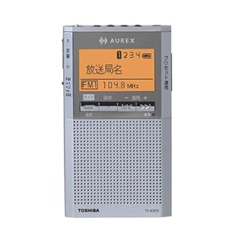 【中古】東芝 AUREX ラジオ TY-SCR70 AM FM ワイドFM 乾電池 電池式 LEDライト付 TY-SCR70(S) シルバー ポケットラジオ TOSHIBA オーレックス 小型 ポー|GoodLifeStore