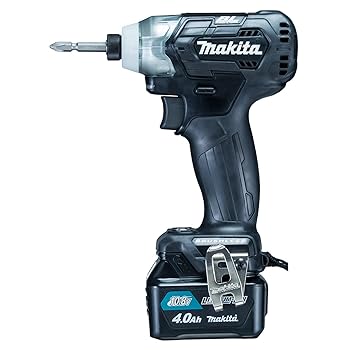 【中古】(非常に良い)マキタ インパクトドライバTD111(10.8V)黒 トルク135Nm 4Ahバッテリ2本・充電器 TD111DSMXB
