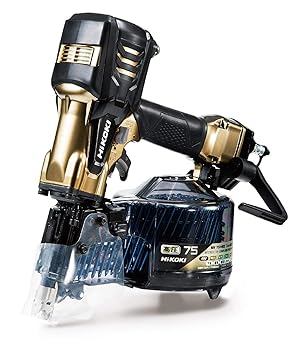 【中古】(人並み外れたに好いたらしい)HiKOKI(ハイコーキ) 高圧渦状文釘打機 力強さうつり変わり規則体系・エアダスタ付 鉄条75粍 腰掛け50粍 ご機嫌ゴールド NV75HR2(S)