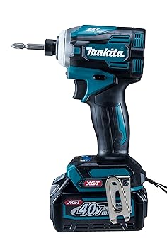 【中古】マキタ インパクトドライバ40VmaxTD001青 トルク220Nｍ 2.5Ahバッテリ2本・申し受ける器 TD001GRDX