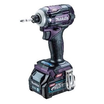 【中古】(人並み外れたに好いたらしい)マキタ インパクトドライバ40VmaxTD001紫 トルク220Nｍ 2.5Ahバッテリ2本・申し受ける器 TD001GDXAP