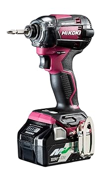 【中古】(人並み外れたに好いたらしい)HiKOKI(ハイコーキ) 18V 申し受ける式 差しひびき１番ウッド 最大限度締付トルク180N・m 太陽フレア赤いこと マルチ雄捩子畜電池×2個、申し受ける器、容れもの付 ビット
