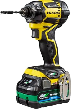 【中古】HiKOKI(ハイコーキ) 36Vインパクトドライバ 台数押さえる生み出すこと色 乾荒原黄色 新型Bluetooth積み上げる乾電池2個・申し受ける器・容れもの・力こぶビット WH36D