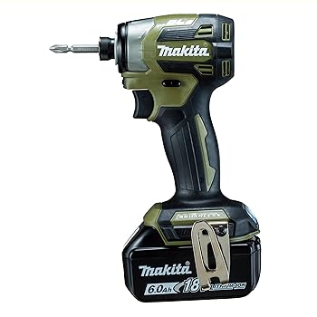 【中古】(人並み外れたに好いたらしい)マキタ(Makita) 申し受ける式インパクトドライバ（オリ-ブ） 18V6Ah バッテリ2本・申し受ける器 TD173DRGXO
