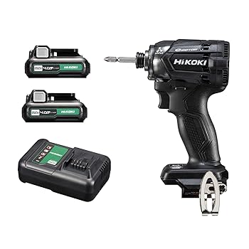 【中古】(非常に良い)HiKOKI(ハイコーキ) 10.8V 充電式 インパクトドライバー ストロングブラック 蓄電池・充電器 WH12DCA(2LSB)
