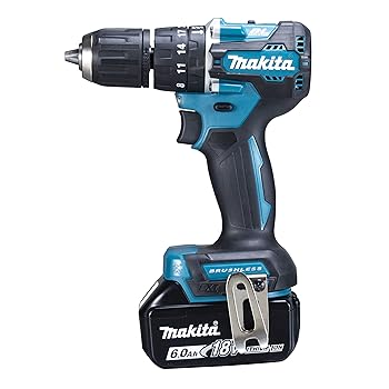 【中古】マキタ(Makita) 充電式震動ドライバドリル 18V6Ah バッテリ2本・充電器 HP487DRGX 青