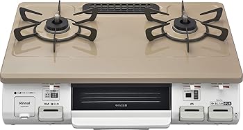 【中古】リンナイ「温度調節機能付き」 幅約60cm 片面焼グリル 左強火力 プロパン用 KG64TW2L/LP ピュアベージュ