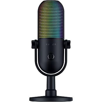 【中古】(非常に良い)Razer レイザー Seiren V3 Chroma コンデンサーマイク マルチファンクション タップ式ミュートセンサー ゲーミングマイク USB マイク 配信 セイ