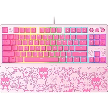 【中古】(非常に良い)Razer レイザー Ornata V3 Tenkeyless Hello Kitty and Friends Edition 心地良いクリック感のメカ・メンブレンスイッチ搭載テンキーレス薄型有
