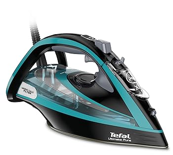 【中古】(人並み外れたに好いたらしい)Tefal Ultimate Pure FV9844 B?geleisen Trocken- und Dampfb?geleisen Durilium Autoclean-B?gelsohle Schwarz, Blau 3200 W