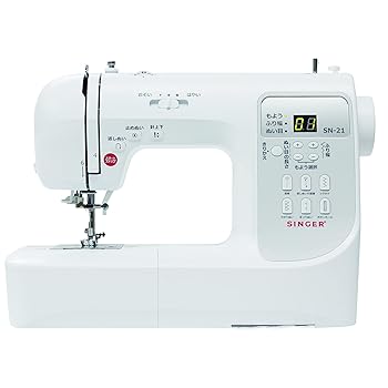 【中古】SINGER シンガー コンピュータミシン 買って後悔しないミシンver2 SN-21 自動糸通し ワイドテーブル フットコントローラー ハードケース QRコー