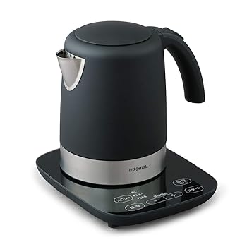 【中古】(非常に良い)アイリスオーヤマ 電気ケトル ステンレスタイプ 1000ml 9段階温度調節付 保温設定付 沸騰後自動OFF フィルター掃除可能 ブラック IKE-D1000T-B