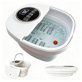 【中古】(非常に良い)Rozeta 折りたたみフットバス 足湯器 保温・加熱機能 リモコン操作 35~48℃温度調節 タイマー自動 停止(10~60分) 6つのローラー&軽石 角質|GoodLifeStore