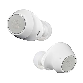 【中古】(非常に良い)オーディオテクニカ ATH-CKS30TW WH ワイヤレスイヤホン bluetooth 【完全ワイヤレスイヤホン/重低音 / IP55 防水防塵規格/マルチポイント対応/