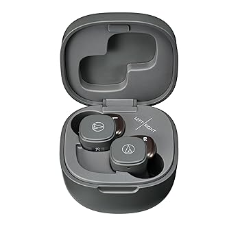 【中古】(非常に良い)オーディオテクニカ ワイヤレスイヤホン ストーンブラック Bluetooth 急速充電 小型 軽量 サスティナブル ATH-SQ1TW STB