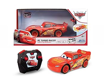 【中古】(人並み外れたに好いたらしい)Jada Disney Cars RC Turbo Racer Lightning McQueen リモートコントロール 雷火 マックィーン 1:24