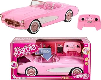 【中古】Hot Wheels RC Barbie Corvette, Battery-Operated Remote-Control Toy Car from Barbie The Movie, Holds 2 Barbie Dolls, Trunk Opens for Sto