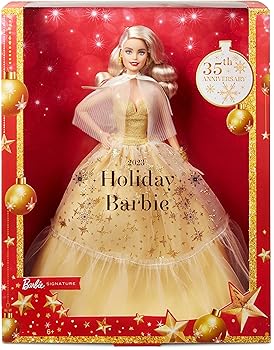 【中古】2023 Holiday Barbie Doll, Seasonal Collector Gift, Barbie Signature, Golden Gown and Displayable Packaging, Blond Hair
