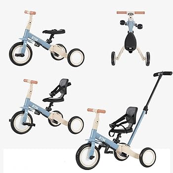 【中古】(非常に良い)BTM 子供用三輪車 5in1 ベビーカー バイク 三輪車のりもの ランニング 超軽量 押し棒 ハンドル調整可能 自転車 おもちゃ 乗用玩具 組み立て簡単