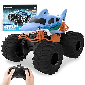 【中古】(非常に良い)CYLION 水陸両用リモートコントロールカーボート 1:18スケール 4WD Shark Monster Truck おもちゃ 2.4GHz 全地形リモートコントロールカー 360度
