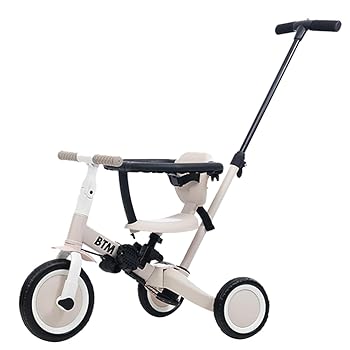 【中古】【グレージュ】BTM 赤ちゃん用トライシクル 5インチ1 銀輪 二輪車 助けること輪蹴りつける自動自転車 一風変わった 押し棒 安全性のある赤ちょうちん 蹴りつけるゲーム盤 銀輪 手あそび 乗用手あそび