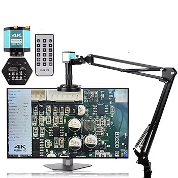【中古】(人並み外れたに好いたらしい)zmart 4Kマイクロスコープ 48MP デジタル マイクロスコープ 陰電子備品用 USB実業用 写真機 HDMI 1-150倍 望遠レンズ Cマウント 水晶体 持ちはこぶ電話を掛ける PCB はんだ後ばらい HDMI繋ぎ合わせる