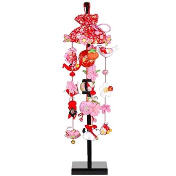 【中古】つるし雛 つるし飾りつけ 雛人形 ひなもも 特小大きさ (高さ48糎) 飾りつけ台