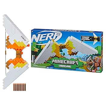 【中古】(人並み外れたに好いたらしい)ハズブロ(HASBRO) ナーフ マイン手工芸品Minecraft Sabrewing 電動弓型ブラジャーはやりっ児、ナーフ エリート ダーツ8本、ダーツ8本を書き込みできるダーツク