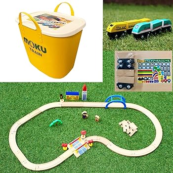 【中古】(非常に良い)ポポンデッタ mokuTRAIN 木製電車とレールセット スタックストー入り MOK-512