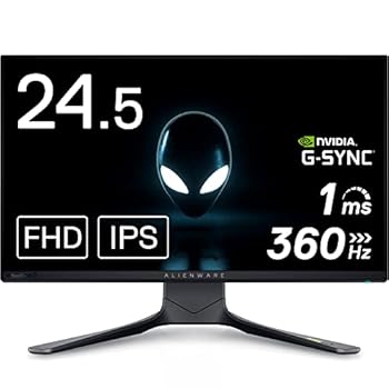 【中古】(非常に良い)Dell ALIENWARE AW2521H 24.5インチ ゲーミングモニター (FPS向き/フルHD/IPS非光沢/DP・HDMIx2/縦横回転・高さ調整/1ms/360Hz/NVIDIA G-SYNC)