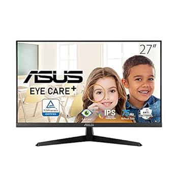 【中古】(非常に良い)ASUS モニター Eye Care VY279HE 27インチ/フルHD/IPS/抗菌加工/75Hz/1ms/HDMI,VGA/ブルーライト軽減/休憩リマインダー/フリッカフリー/VESA対応