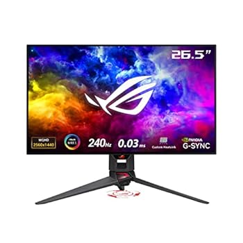 【中古】(非常に良い)ASUS 有機EL ゲーミングモニター ROG Swift OLED PG27AQDM 27インチ/WQHD/240Hz/0.03ms応答速度/ノングレア/G-Sync Compatible/99% DCI-P3/カス