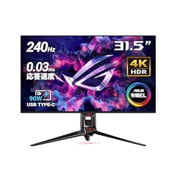 【中古】ASUS 有機EL 4K ゲーミングモニター ROG Swift OLED PG32UCDM (32インチ/4K/QD-OLED/240Hz/0.03ms/G-SYNC?/カスタムヒートシンク/グラフェン フ