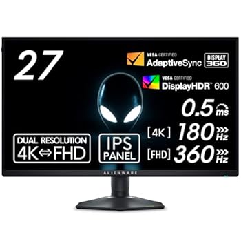 【中古】Dell AW2725QF-A 27インチ デュアル解像度(4K/FHD) Alienware ゲーミングモニター(IPS,非光沢/DP1.4x1,HDMI2.1x2/DCI-P3 95%/縦横回転,高さ調整/
