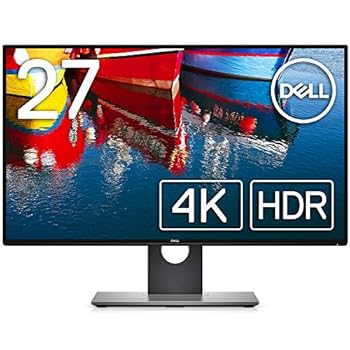 【中古】(非常に良い)Dell モニター 27インチ 超広視野角\u0026フレームレス/4K/IPS 非光沢/HDR10対応/DP,mDPx2,HDMI/高さ調整 回転/プレミアムパネル U2718Q