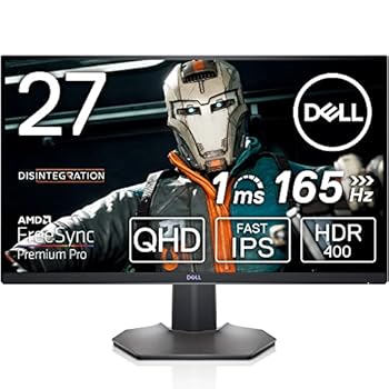 【中古】(非常に良い)Dell S2721DGF 27インチ ゲーミングモニター ゲーミング ディスプレイ (FPS向き/QHD/Fast IPS/DisplayPort HDMI x2/縦横回転 高さ調整/1ms/165Hz