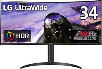 【中古】LG ゲーミング モニター UltraGear 34WP65C-B 34インチ/21:9 曲面 ウルトラワイド(3440×1440)/VA/160Hz/1ms MBR/HDR/FreeSync Premium/HDMI×2,