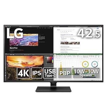 【中古】(非常に良い)LG モニター ディスプレイ 43UN700-BAJP 42.5インチ/4K/HDR対応/IPS非光沢/HDMI×4,DP,USB Type-C/スピーカー(10W×2)/ブルーライト低減、フリッ
