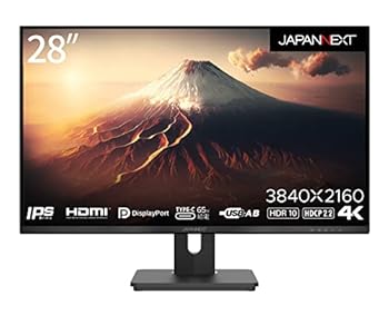 【中古】(非常に良い)JAPANNEXT 28インチ モニター 4K UHD 3840x2160解像度 IPS ディスプレイ (KVM/HDMI/DisplayPort/スピーカー内蔵/高さ調節/回転(ピボット)機能/VE