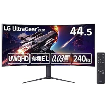 【中古】LG ゲーミングモニター UltraGear 45GR95QE-B 44.5インチ 有機EL 800R曲面型21:9ウルトラワイド UWQHD(3440&times;1440)@240Hz / アンチグレア / 応答｜GoodLifeStore