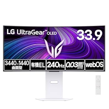 【中古】【VGP 2025 Summer 金賞】LG ゲーミングモニター UltraGear OLED 34GX90SA-W 33.9インチ 曲面 800Ｒ/3440&times;1440/240Hz/有機EL/0.03ms/webOS/DCI-｜GoodLifeStore