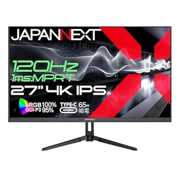 【中古】JAPANNEXT 27インチ IPSパネル搭載 120Hz/1ms(MPRT)対応 4K(3840x2160)解像度 ゲーミングモニター JN-i27G120U-C6 HDMI2.1 DisplayPort USB Type|GoodLifeStore